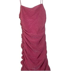 SHEIN Fuchsia Ruched Spaghetti Strap Dress